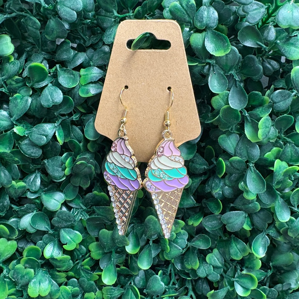 Colorful Ice Cream Cone Earrings